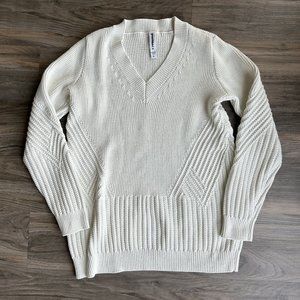 NEW Athleta Teton V-Neck Sweater - Women S - Ivory/Cream